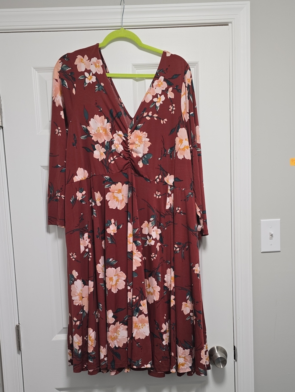 torrid Rust Floral V-Neck Faux-Wrap Midi Dress
